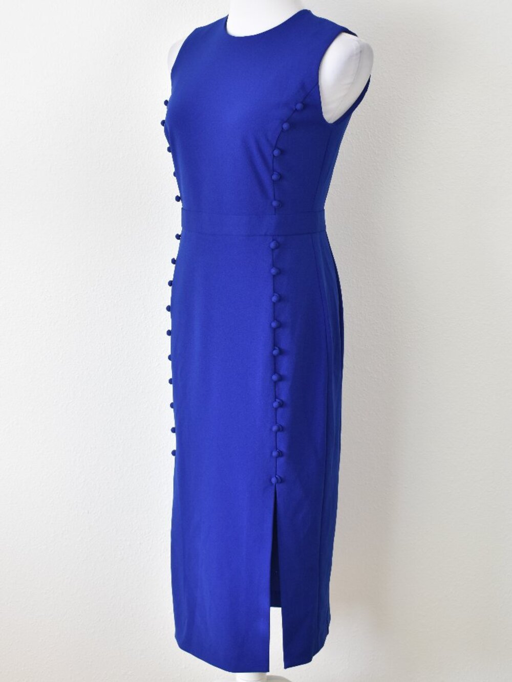 Calvin Klein Button Trim Side Slit Midi Sheath Dress - 4 - Picture 7 of 9